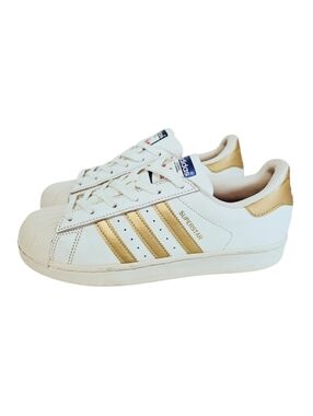 Adidas Superstar Youths Metallic Shoes Gold/White Boys Size 6 Sneakers B39402
